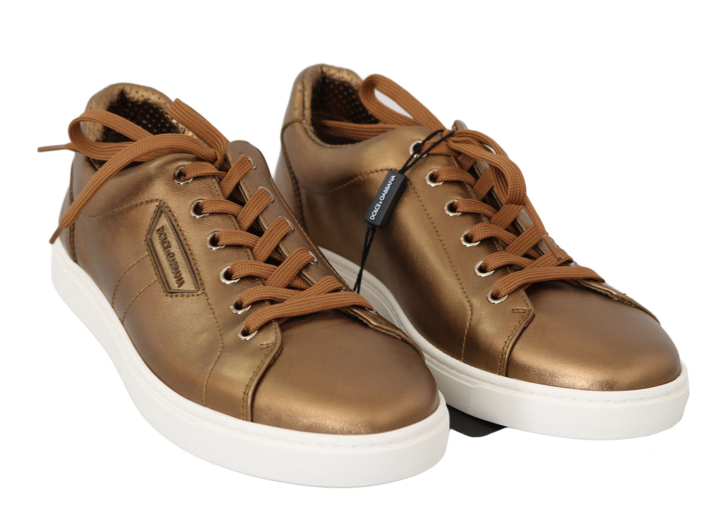 Dolce & Gabbana Golden Metallic Leather Sneakers EU39 / US6