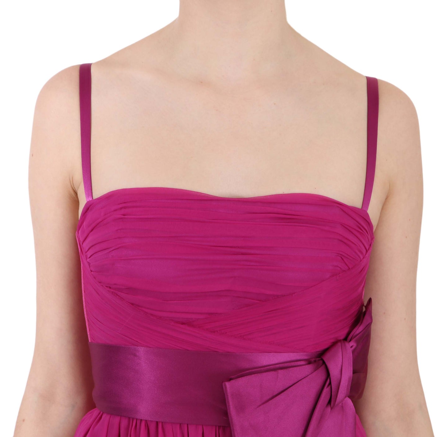 Dolce & Gabbana Elegant Fuchsia Pink Silk Bow Front Dress IT38 | XS