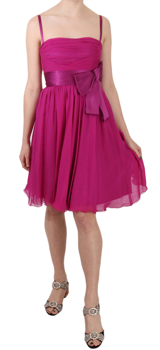 Dolce & Gabbana Elegant Fuchsia Pink Silk Bow Front Dress IT38 | XS