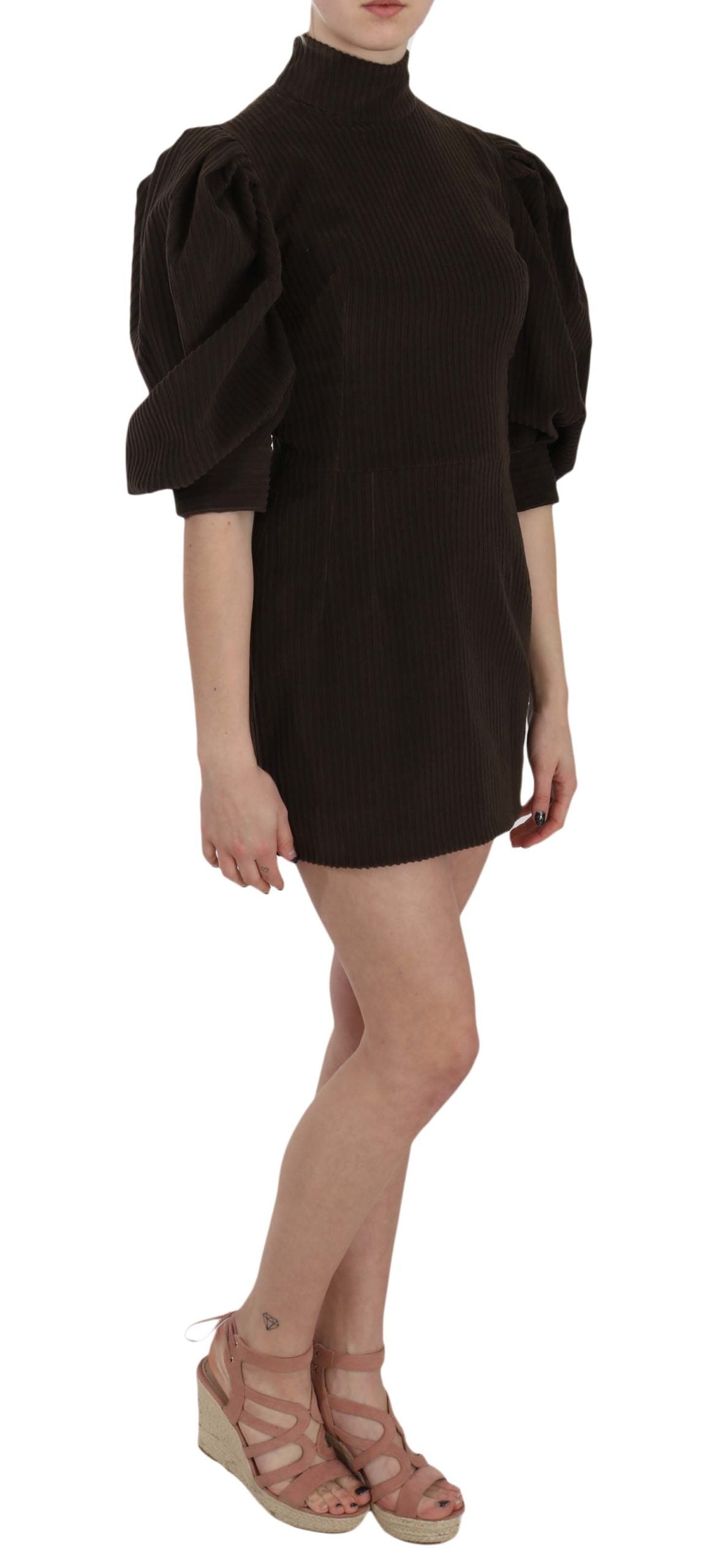 Dolce & Gabbana Chic Brown Corduroy Bodycon Mini Dress IT40 / S