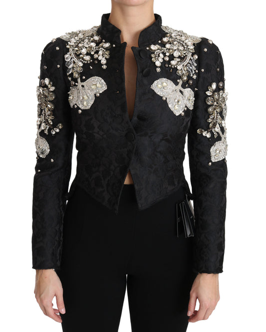 Dolce & Gabbana Elegant Black Silver Baroque Jacket IT38 / XS