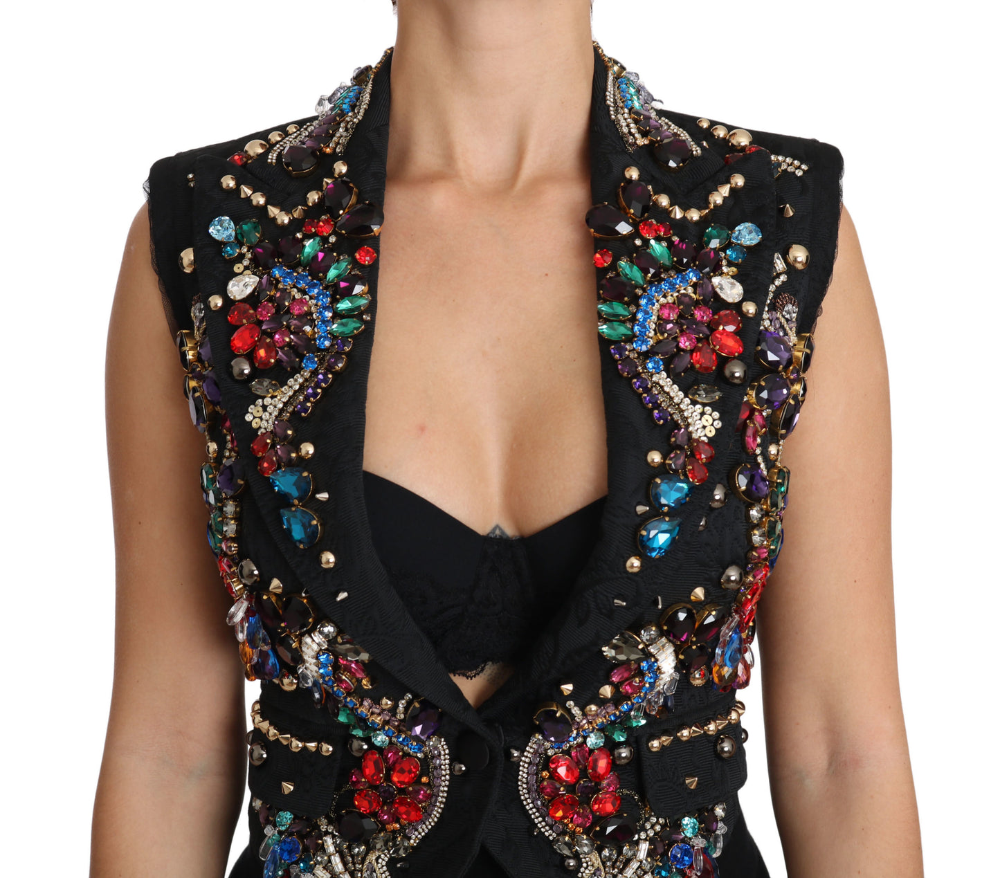 Dolce & Gabbana Enchanted Sicily Crystal-Embellished Vest IT36 / XS