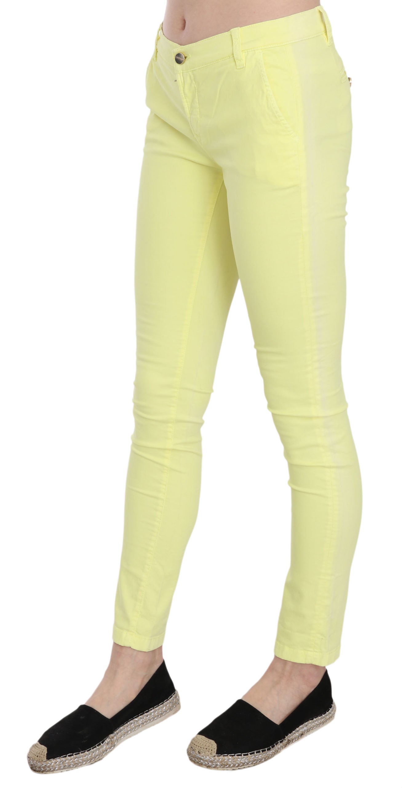 PINKO Chic Yellow Low Waist Skinny Casual Trousers W26