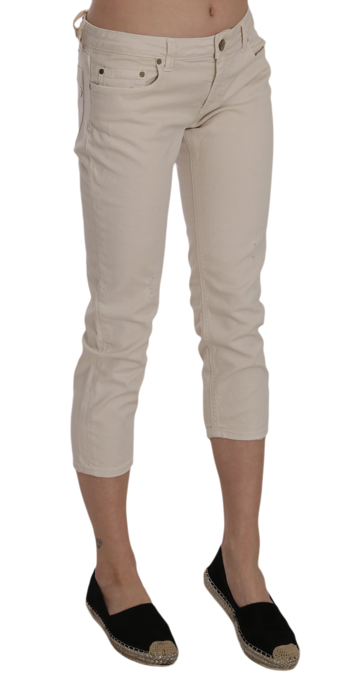 Dondup Beige Low Waist Skinny Cropped Capri Pants W29