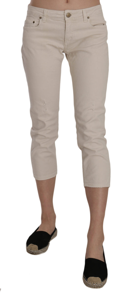 Dondup Beige Low Waist Skinny Cropped Capri Pants W29