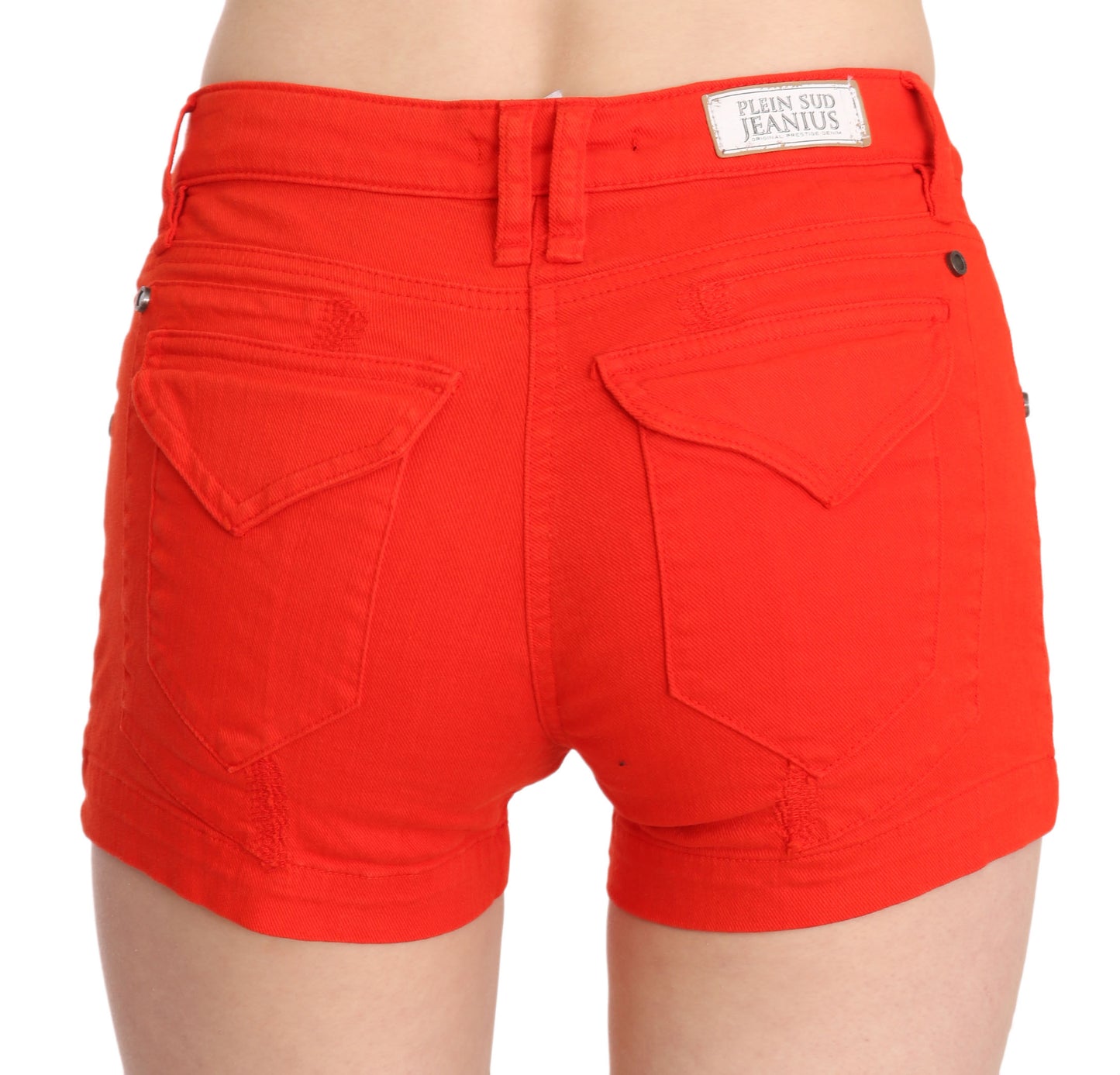 PLEIN SUD Chic Mid Waist Mini Shorts in Vibrant Orange IT36 | XS