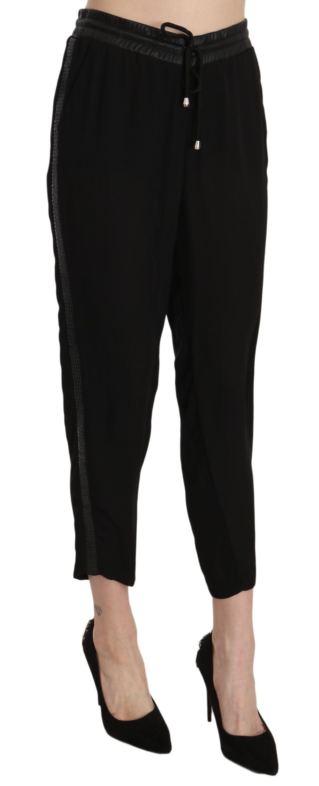 Guess Chic High Waist Cropped Pants in Elegant Black IT44 | L