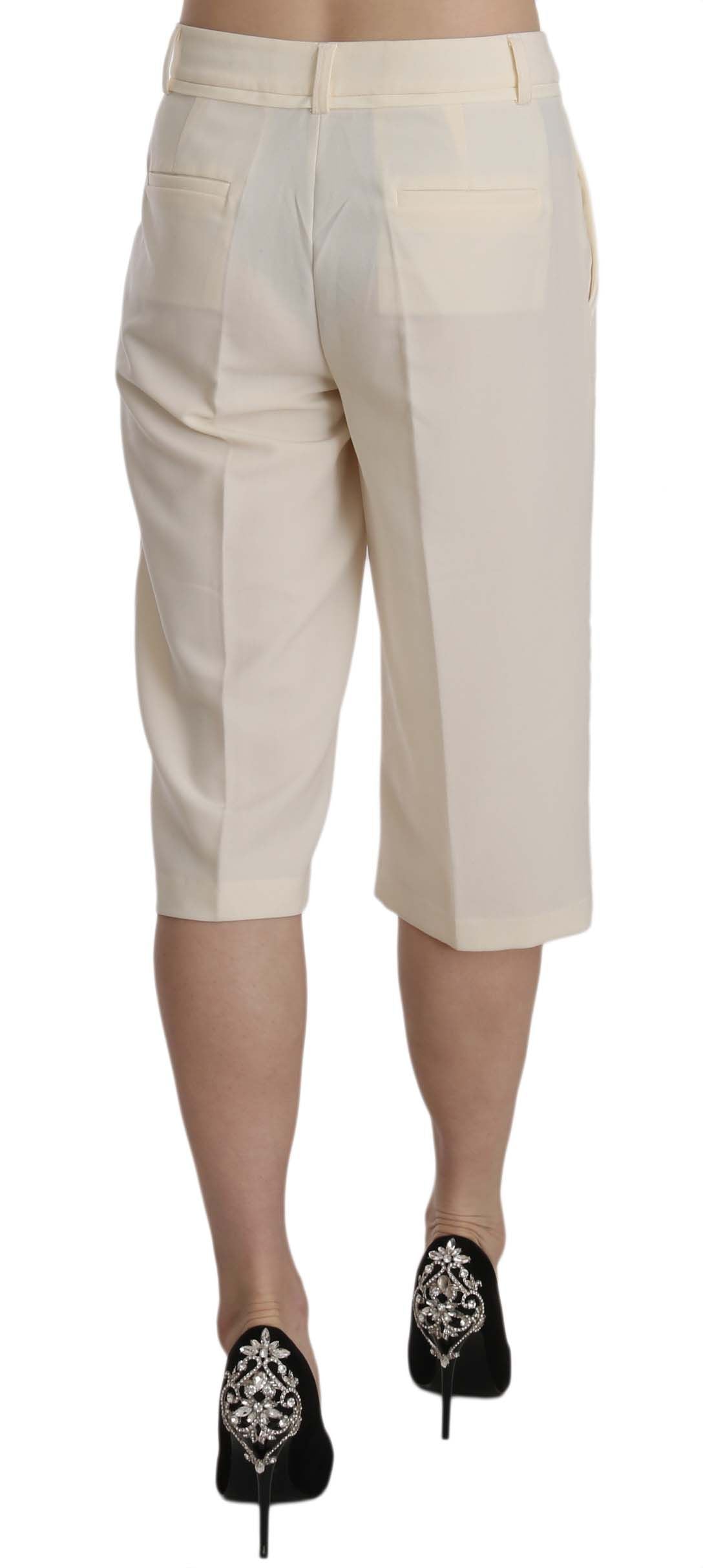 Silvian Heach Elegant Straight Cropped Pants in Cream IT40 | S