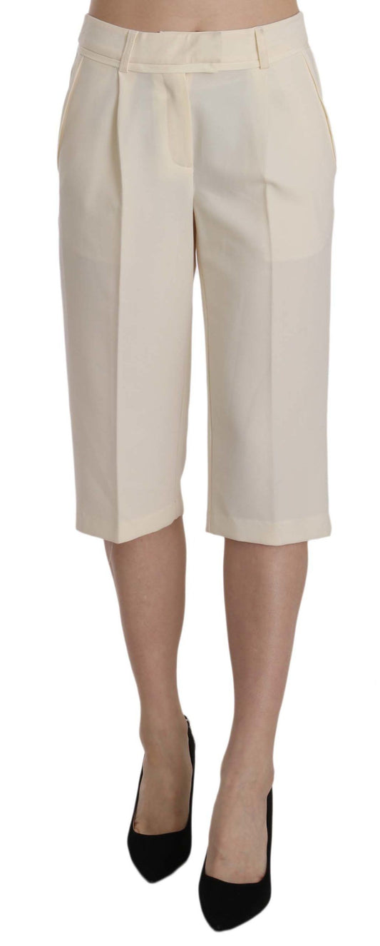 Silvian Heach Elegant Straight Cropped Pants in Cream IT40 | S