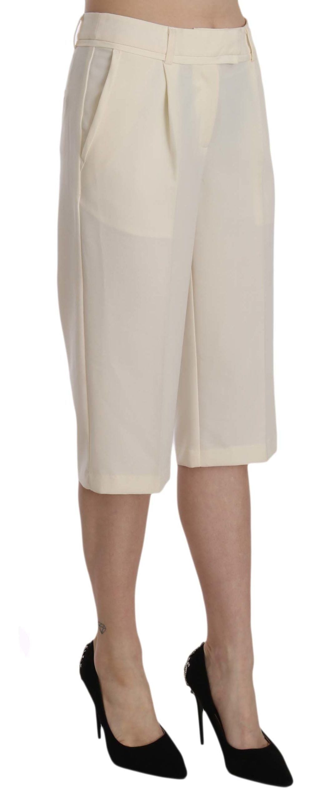 Silvian Heach Elegant Straight Cropped Pants in Cream IT40 | S