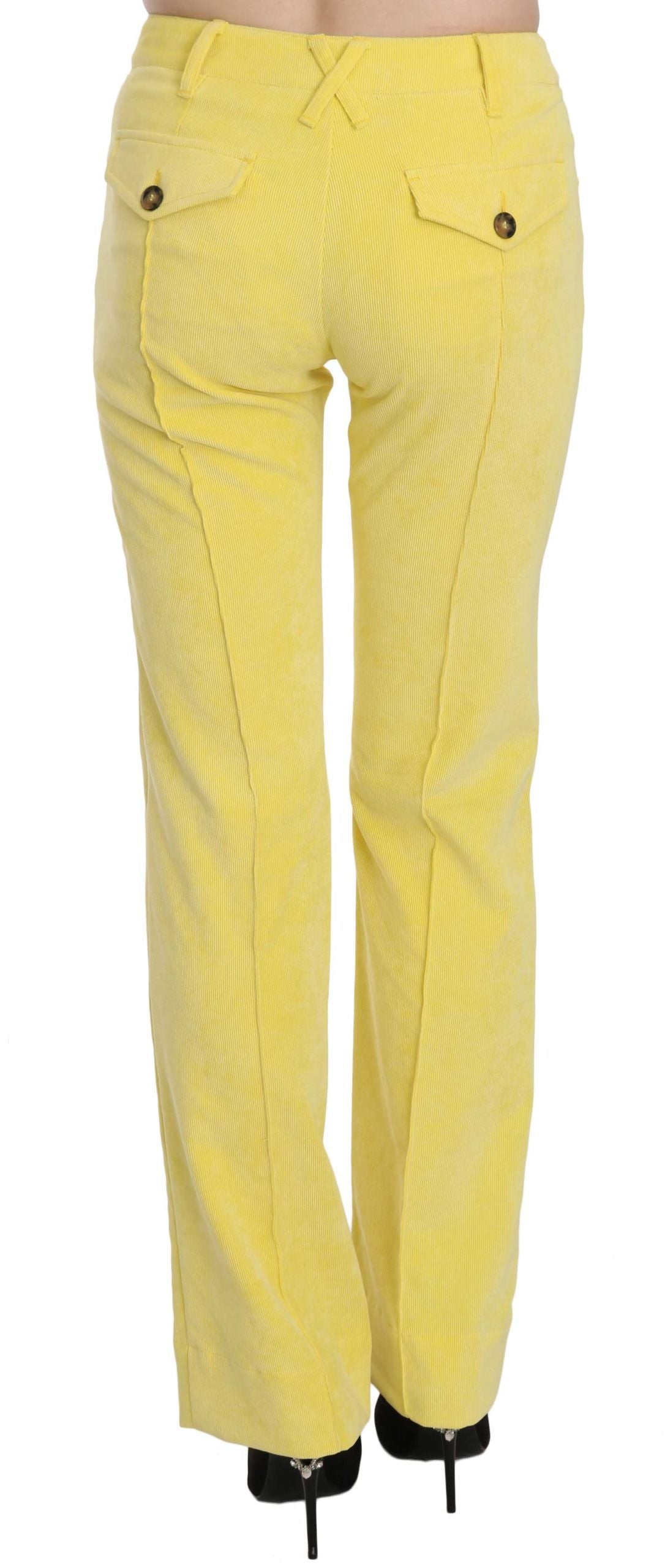 Just Cavalli Chic Yellow Corduroy Mid Waist Pants IT46 | XL