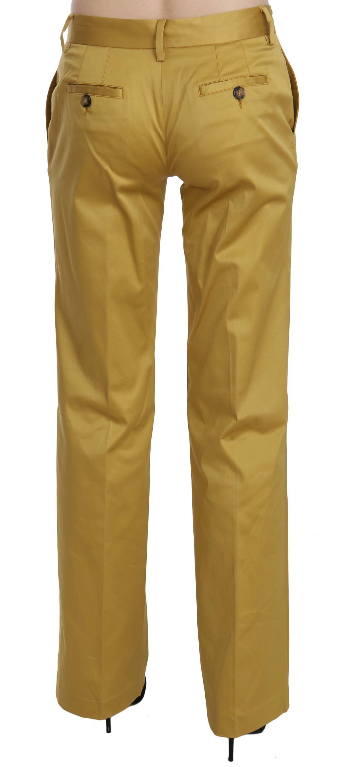 Just Cavalli Mustard Mid Waist Tailored Cotton Pants IT40 | S