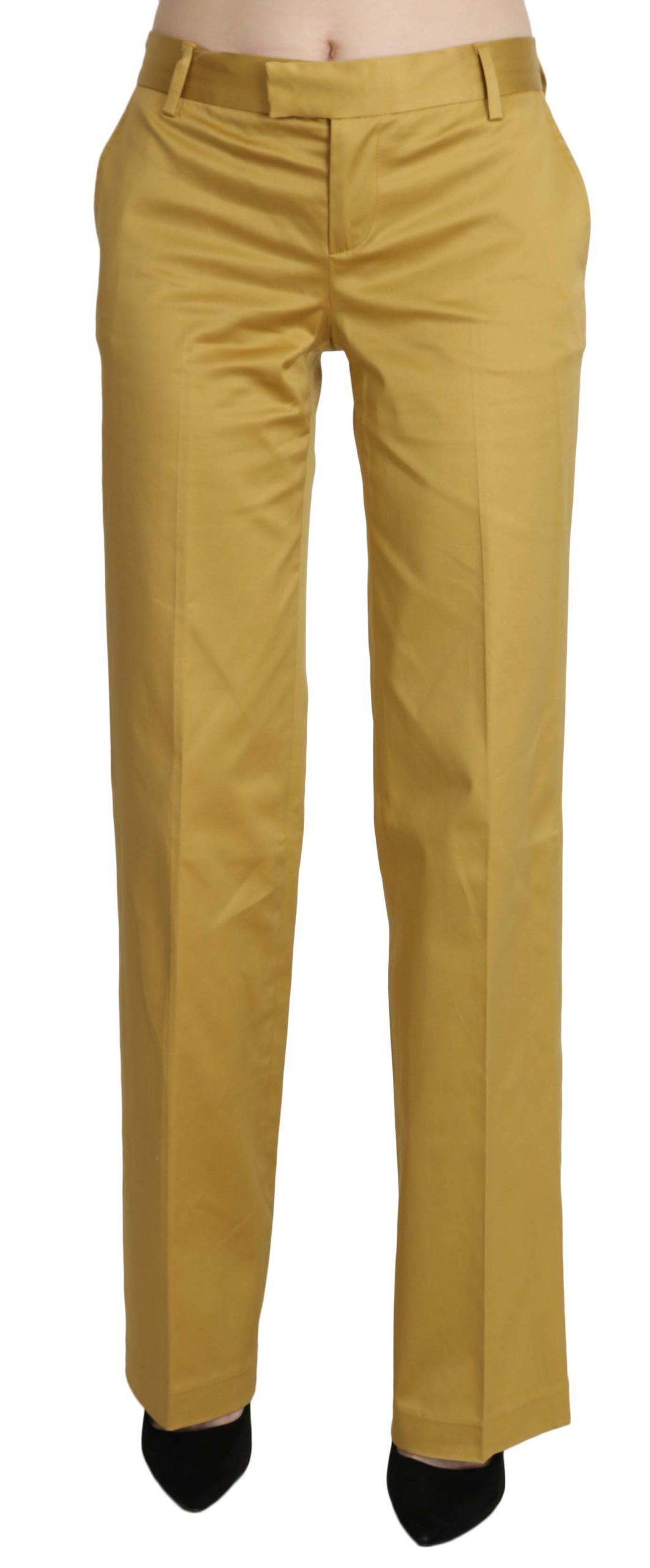 Just Cavalli Mustard Mid Waist Tailored Cotton Pants IT40 | S