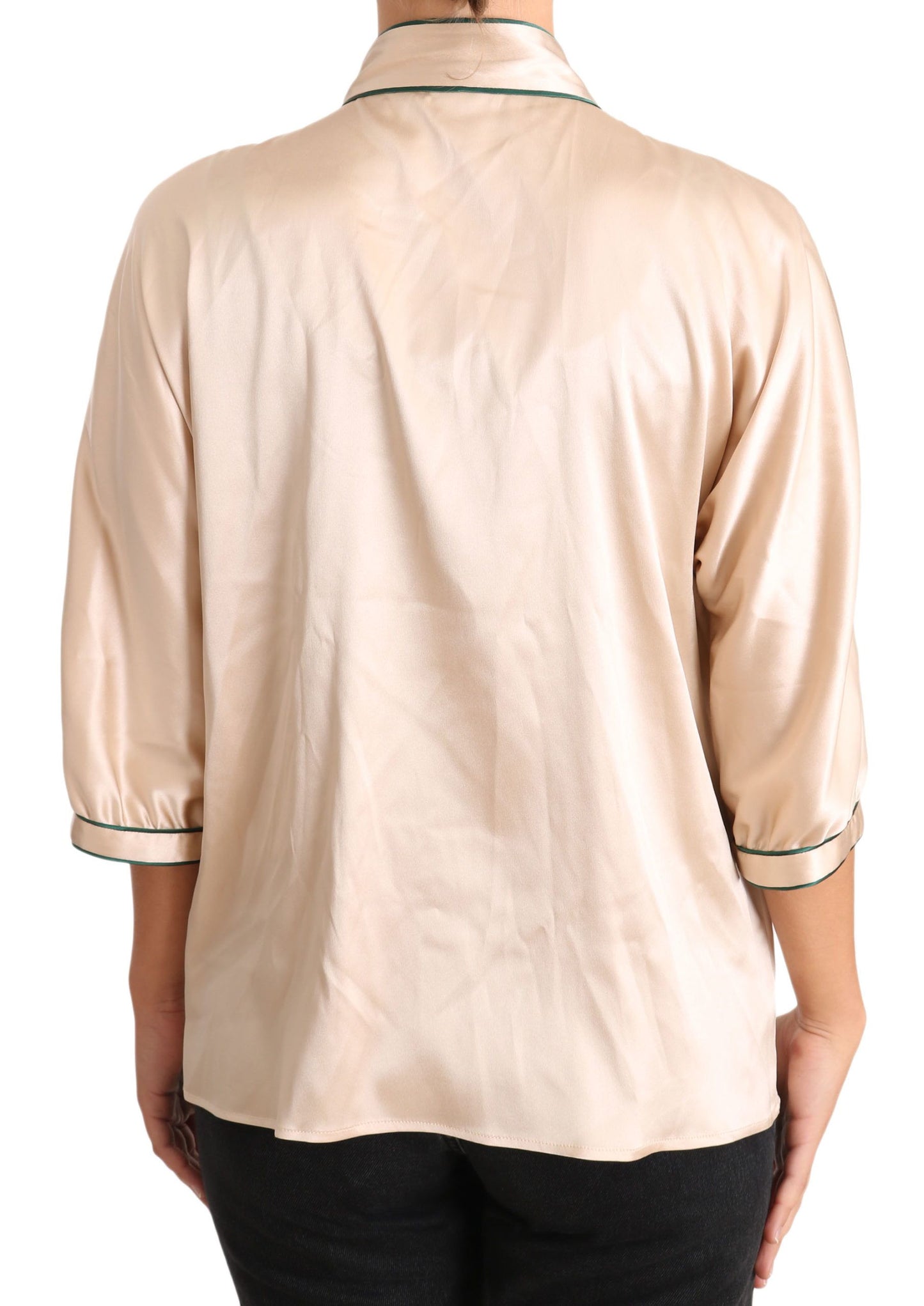 Dolce & Gabbana Elegant Beige Silk Blend Blouse Top IT48 / XXL