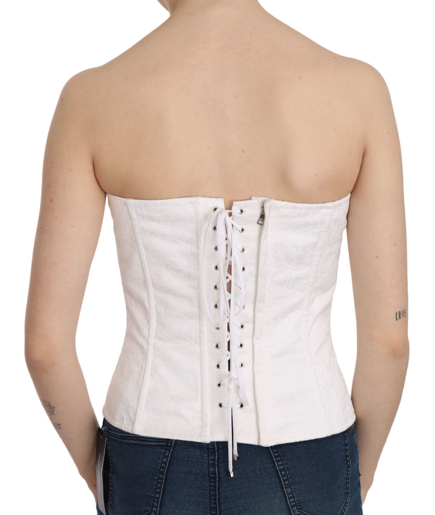 Dolce & Gabbana Elegant White Strapless Corset Top IT46 / XL