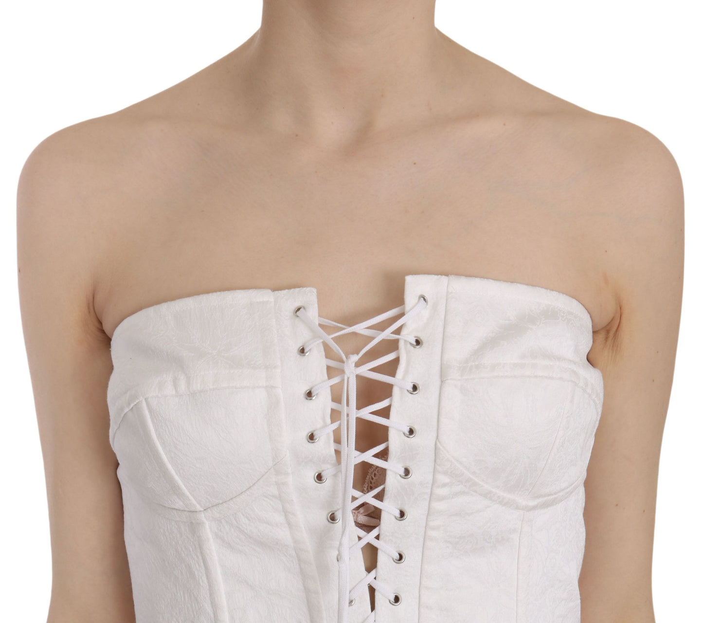 Dolce & Gabbana Elegant White Strapless Corset Top IT46 / XL