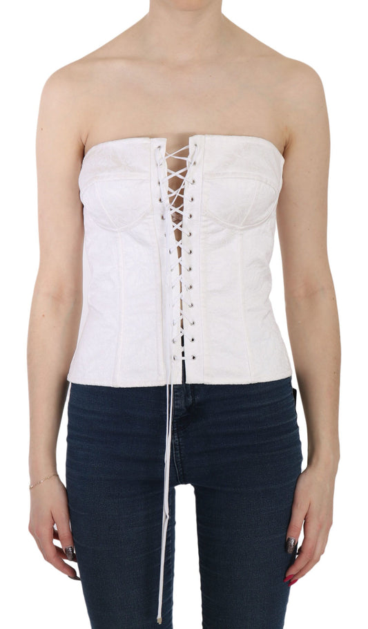 Dolce & Gabbana Elegant White Strapless Corset Top IT46 / XL