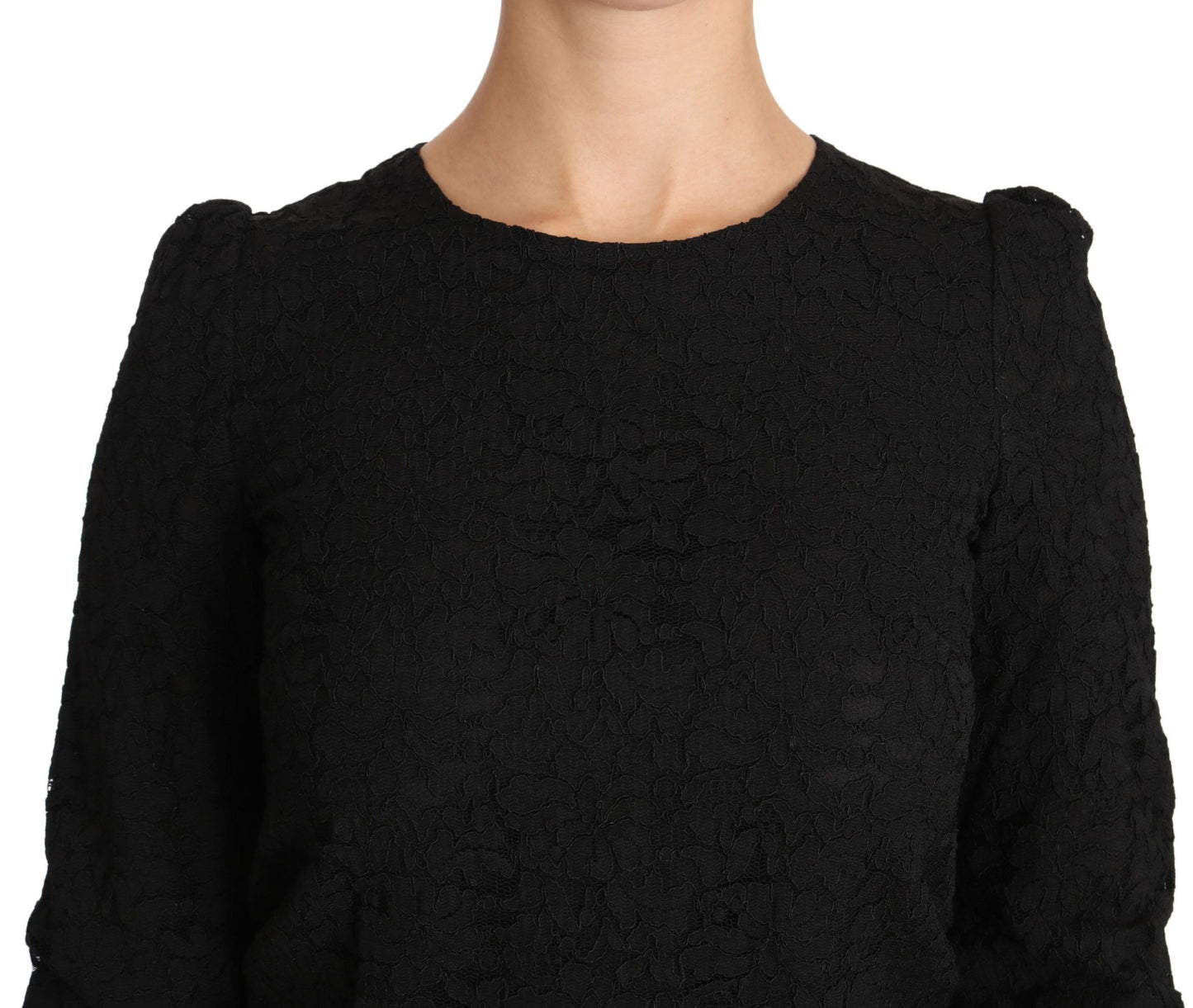 Dolce & Gabbana Elegant Black Floral Crewneck Blouse IT36 / XS