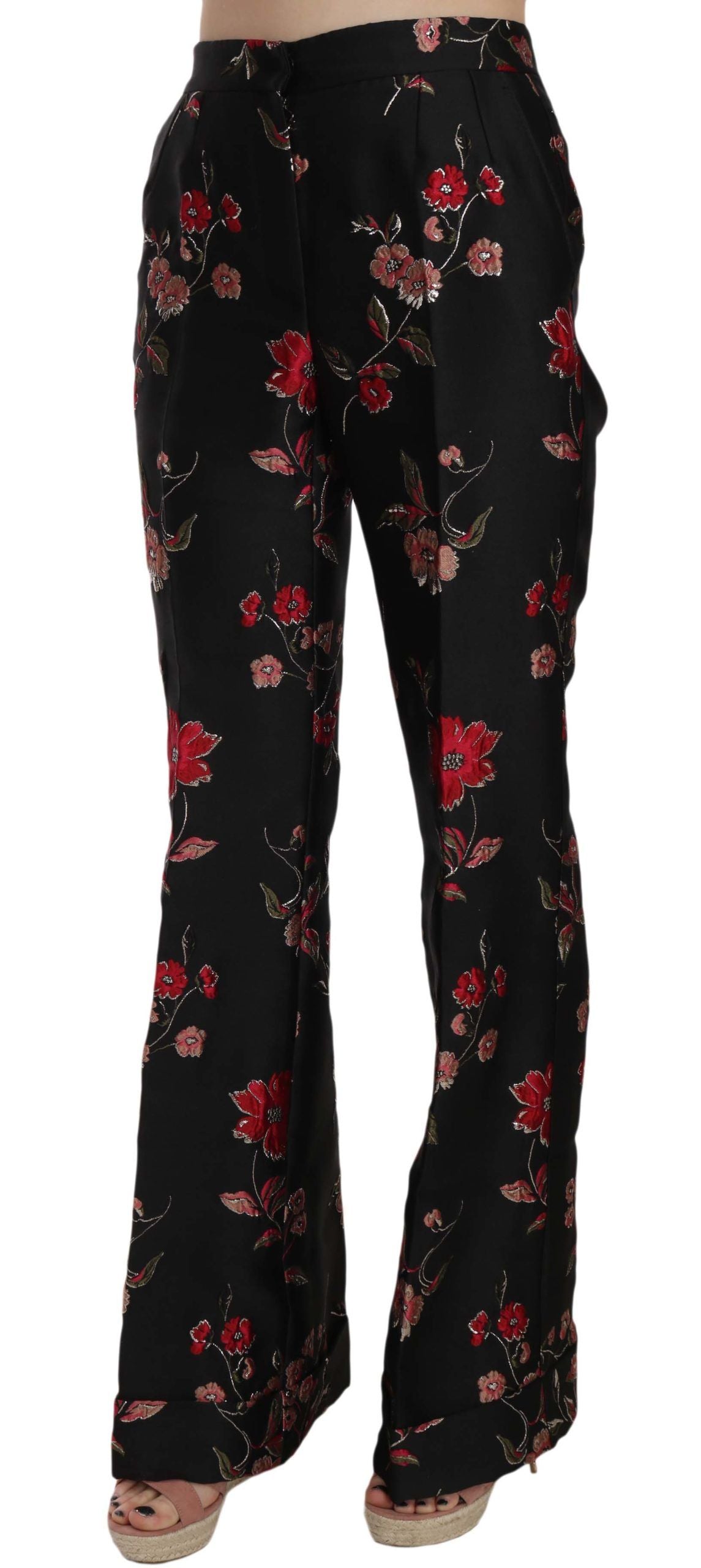 Dolce & Gabbana Elegant Floral Print Boot Cut Trousers