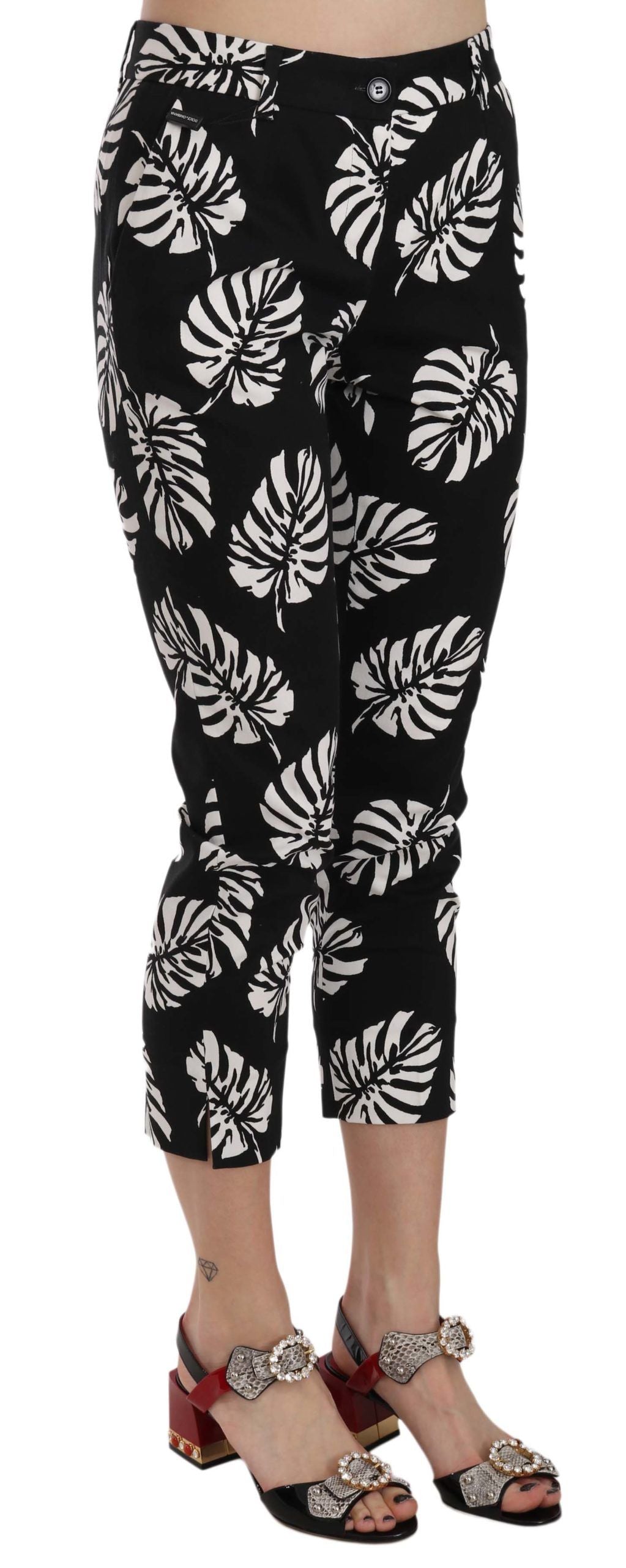 Dolce & Gabbana Elegant Skinny Capri With Palm Print IT38 / XS