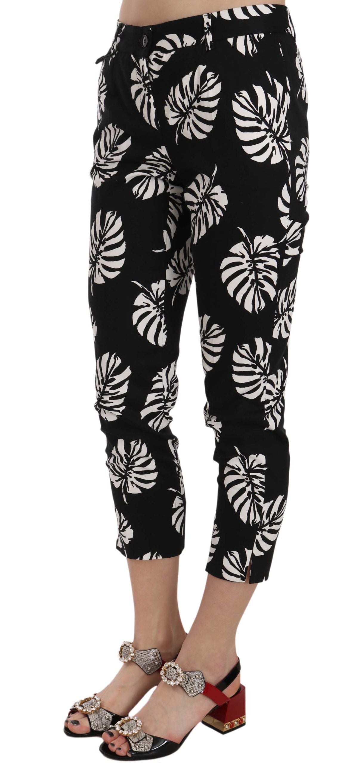 Dolce & Gabbana Elegant Skinny Capri With Palm Print IT38 / XS