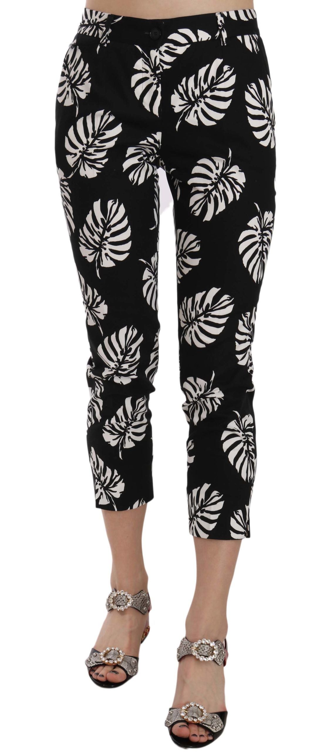 Dolce & Gabbana Elegant Skinny Capri With Palm Print IT38 / XS