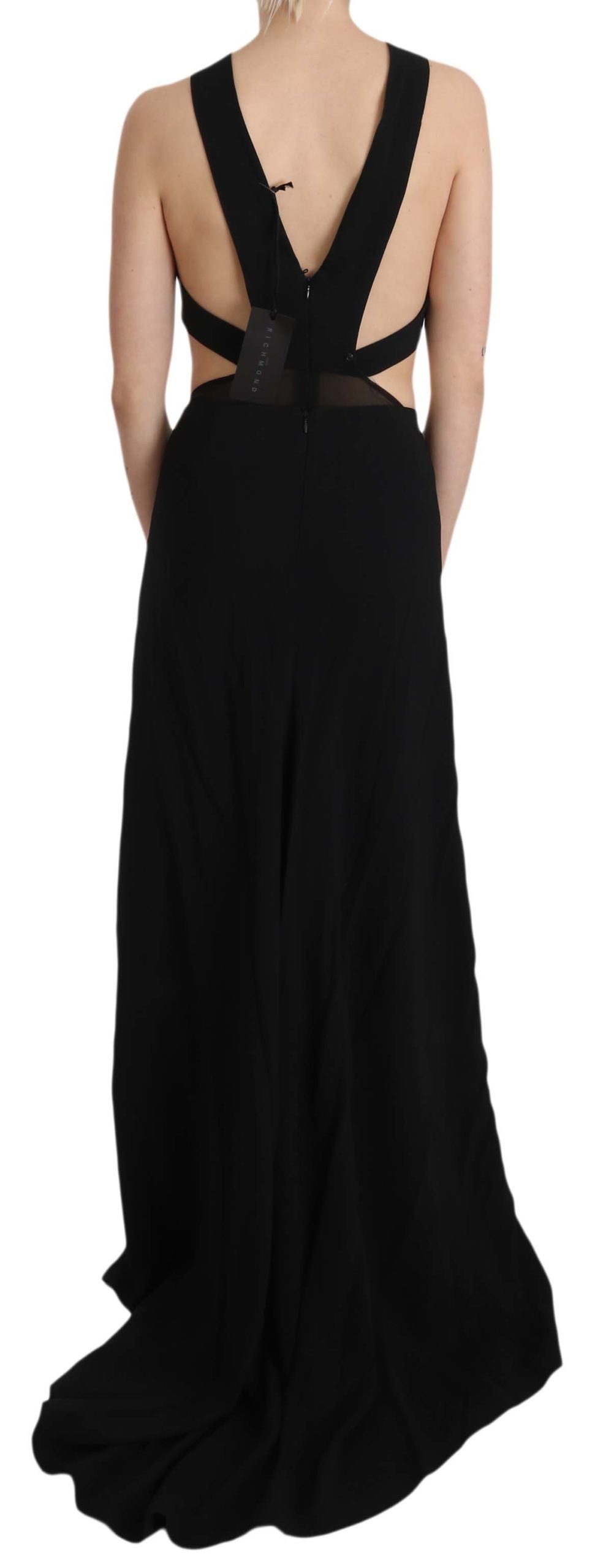 John Richmond Elegant Flare Maxi Evening Dress with Crystal Accents IT40 | S