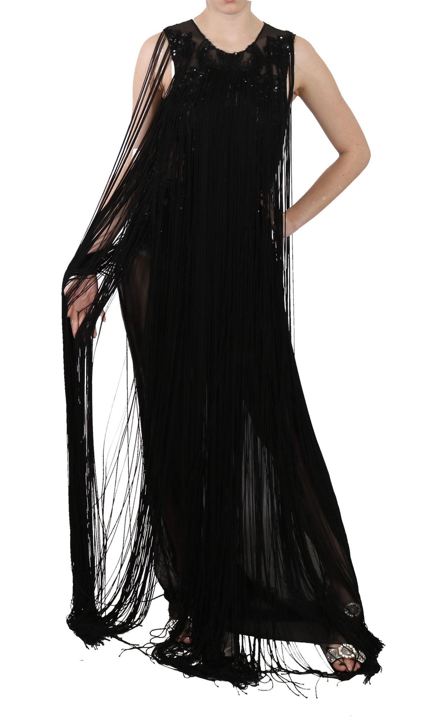 John Richmond Sheer Sequined Maxi Elegance Dress IT42 | M