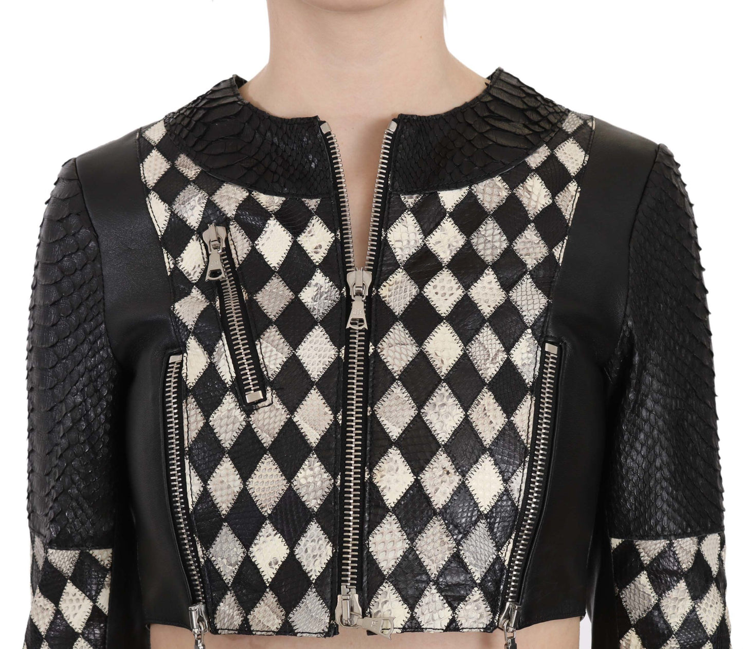 John Richmond Chic Biker-Inspired Cropped Leather Jacket IT38 | XS