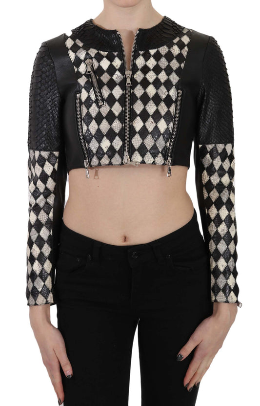 John Richmond Chic Biker-Inspired Cropped Leather Jacket IT38 | XS