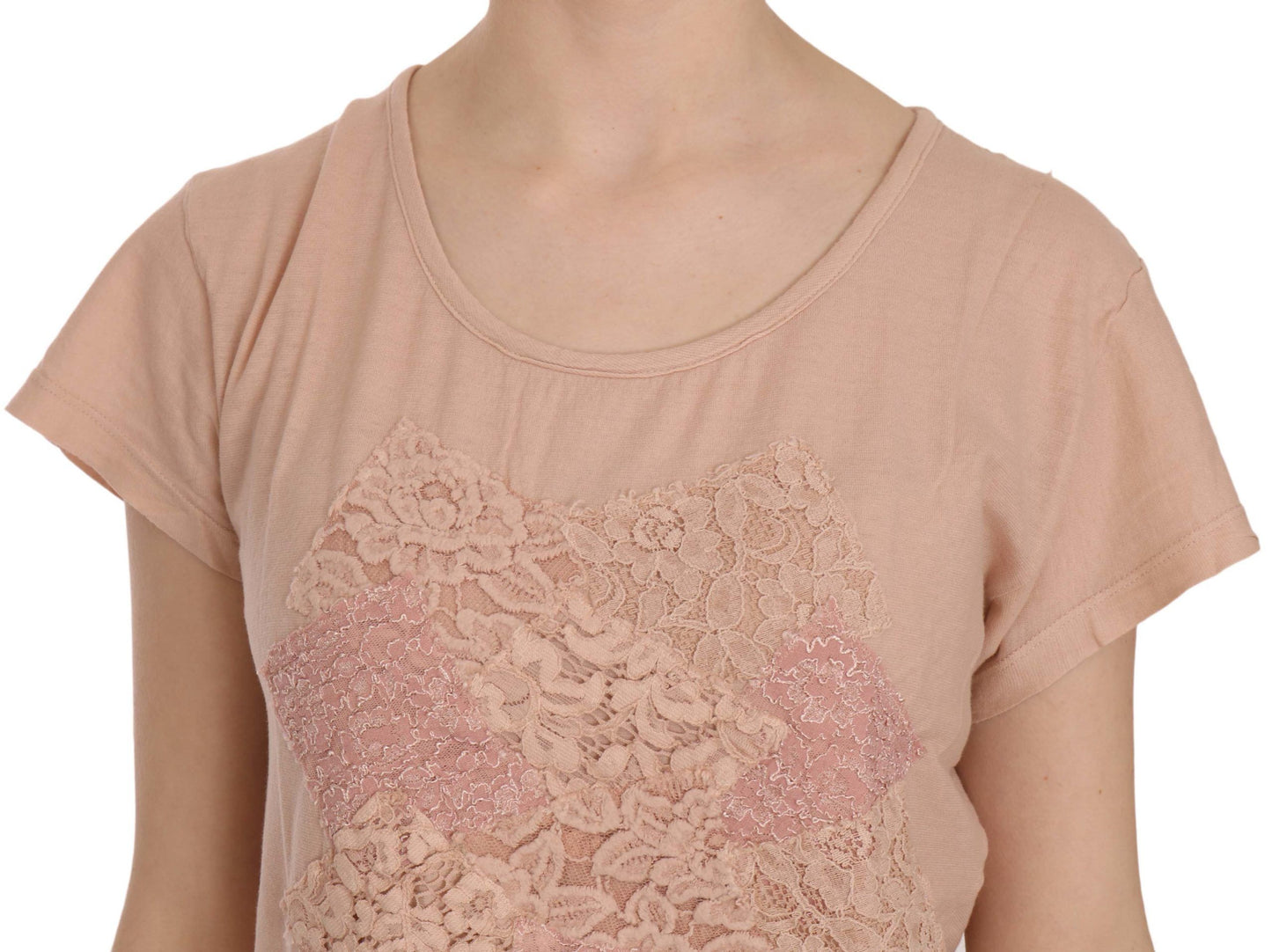 PINK MEMORIES Elegant Cream Lace Round Neck Blouse IT44 | L