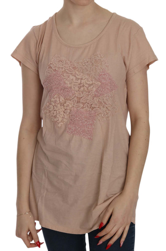 PINK MEMORIES Elegant Cream Lace Round Neck Blouse IT44 | L