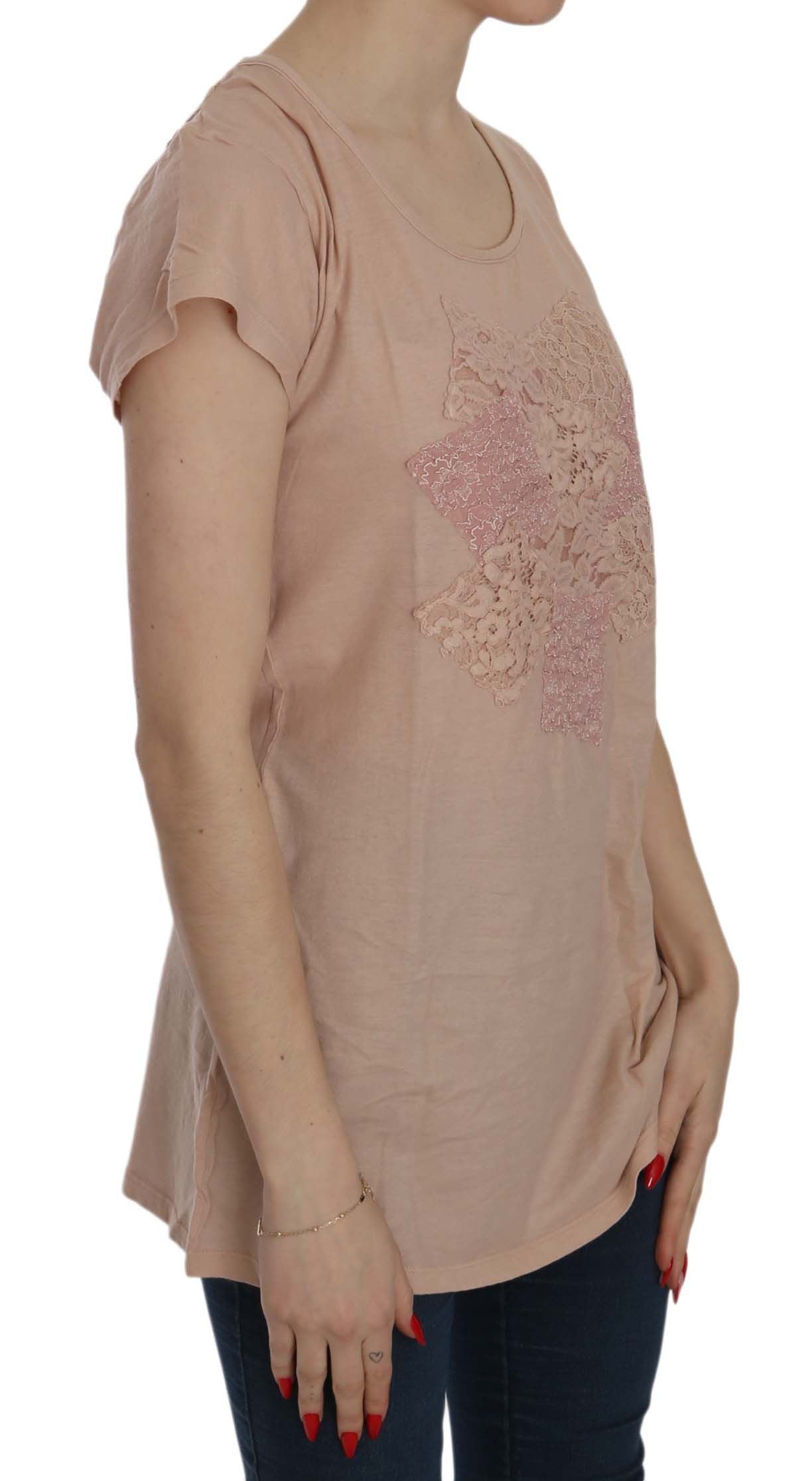 PINK MEMORIES Elegant Cream Lace Round Neck Blouse IT44 | L