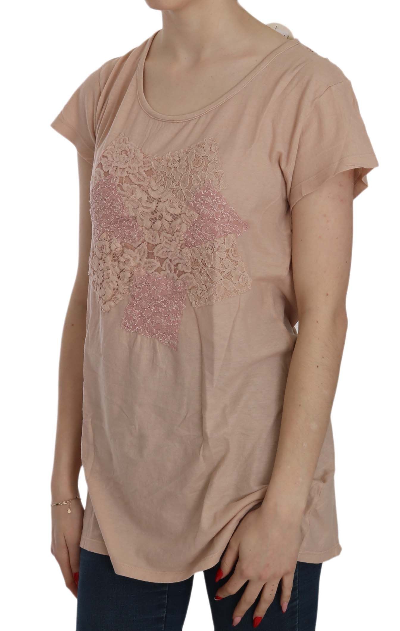 PINK MEMORIES Elegant Cream Lace Round Neck Blouse IT44 | L