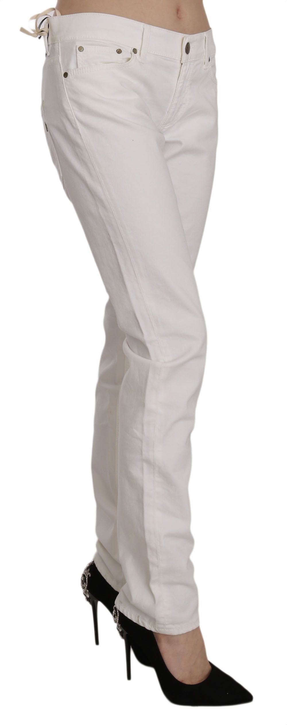 Dondup Chic White Skinny Cotton Blend Pants W31