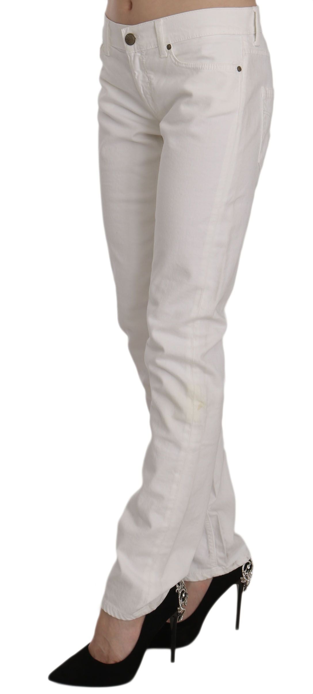 Dondup Chic White Skinny Cotton Blend Pants W31