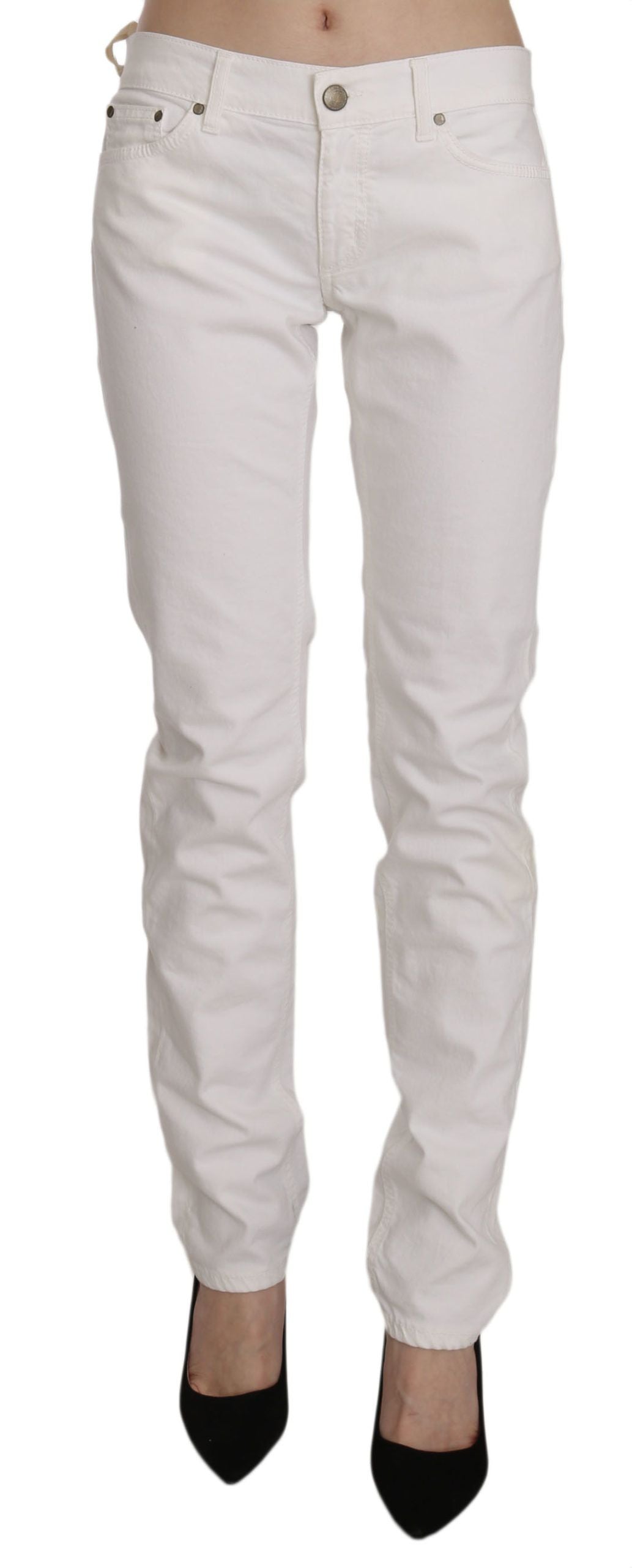 Dondup Chic White Skinny Cotton Blend Pants W31