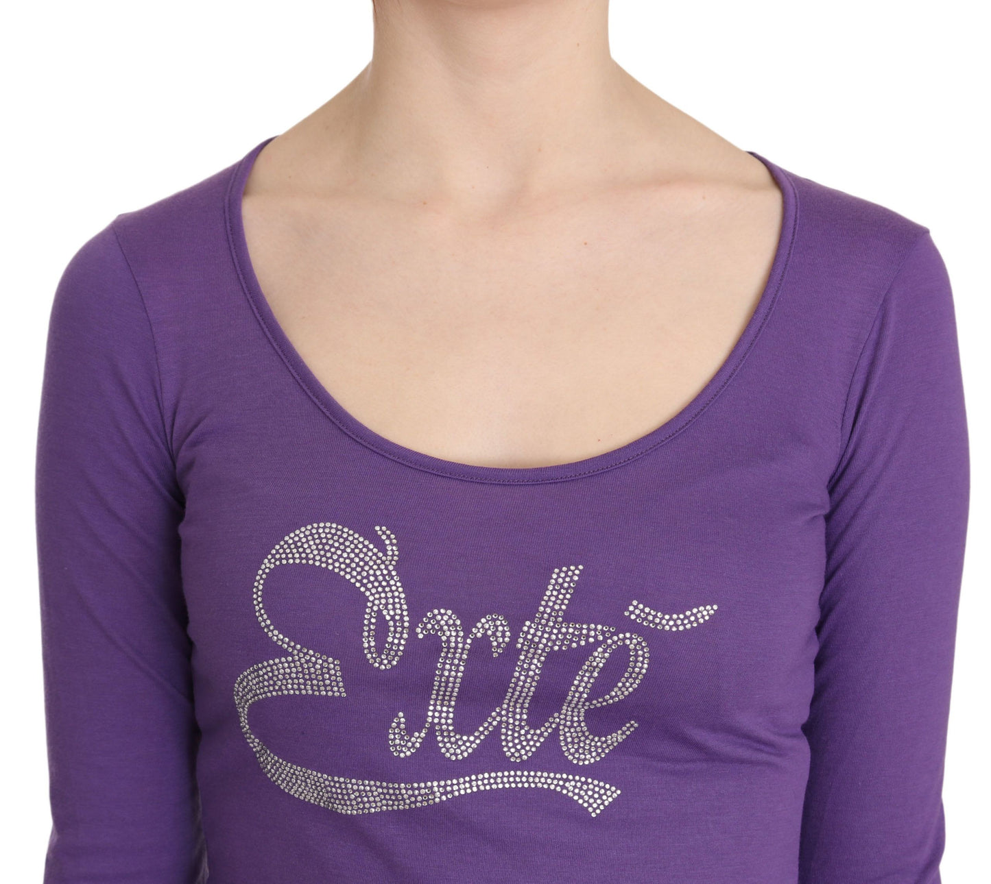 Exte Elegant Purple Crystal Embellished Long Sleeve Top IT40 | S