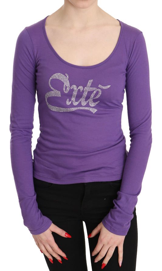 Exte Elegant Purple Crystal Embellished Long Sleeve Top IT40 | S