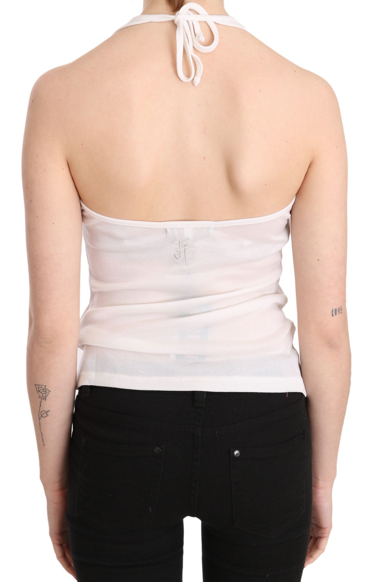 GF Ferre Elegant White Halter Casual Tank Top IT38 | XS