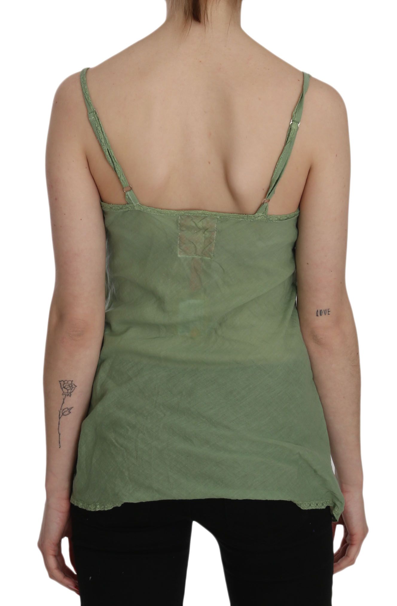 PINK MEMORIES Emerald Silk Spaghetti Strap Tank Top IT42 | M