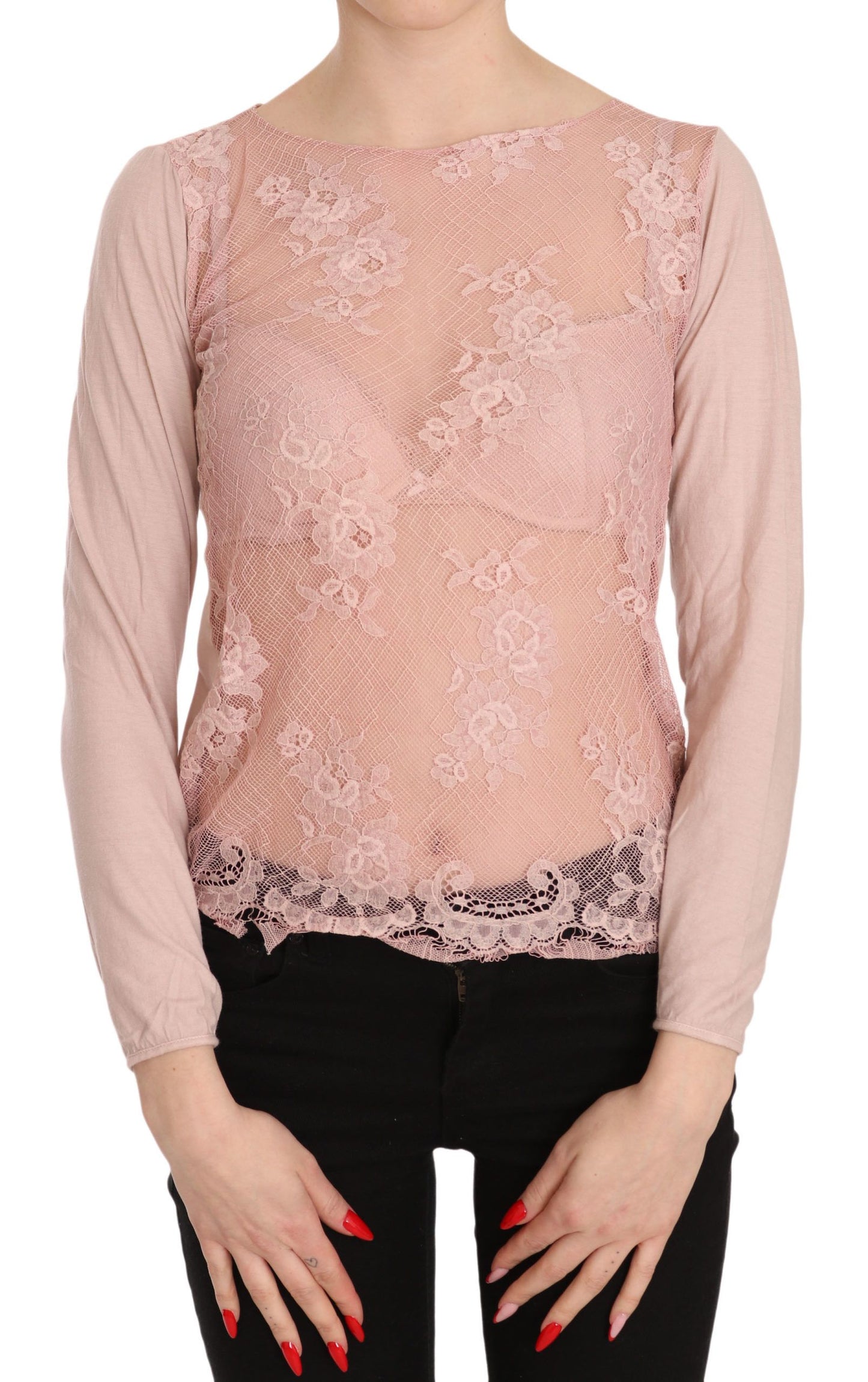 PINK MEMORIES Chic Pink See-Through Cotton Blouse IT42 | S