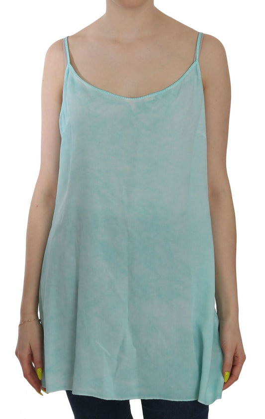 Ermanno Scervino Elegant Spaghetti Strap Sleeveless Blue Top IT46 | XL