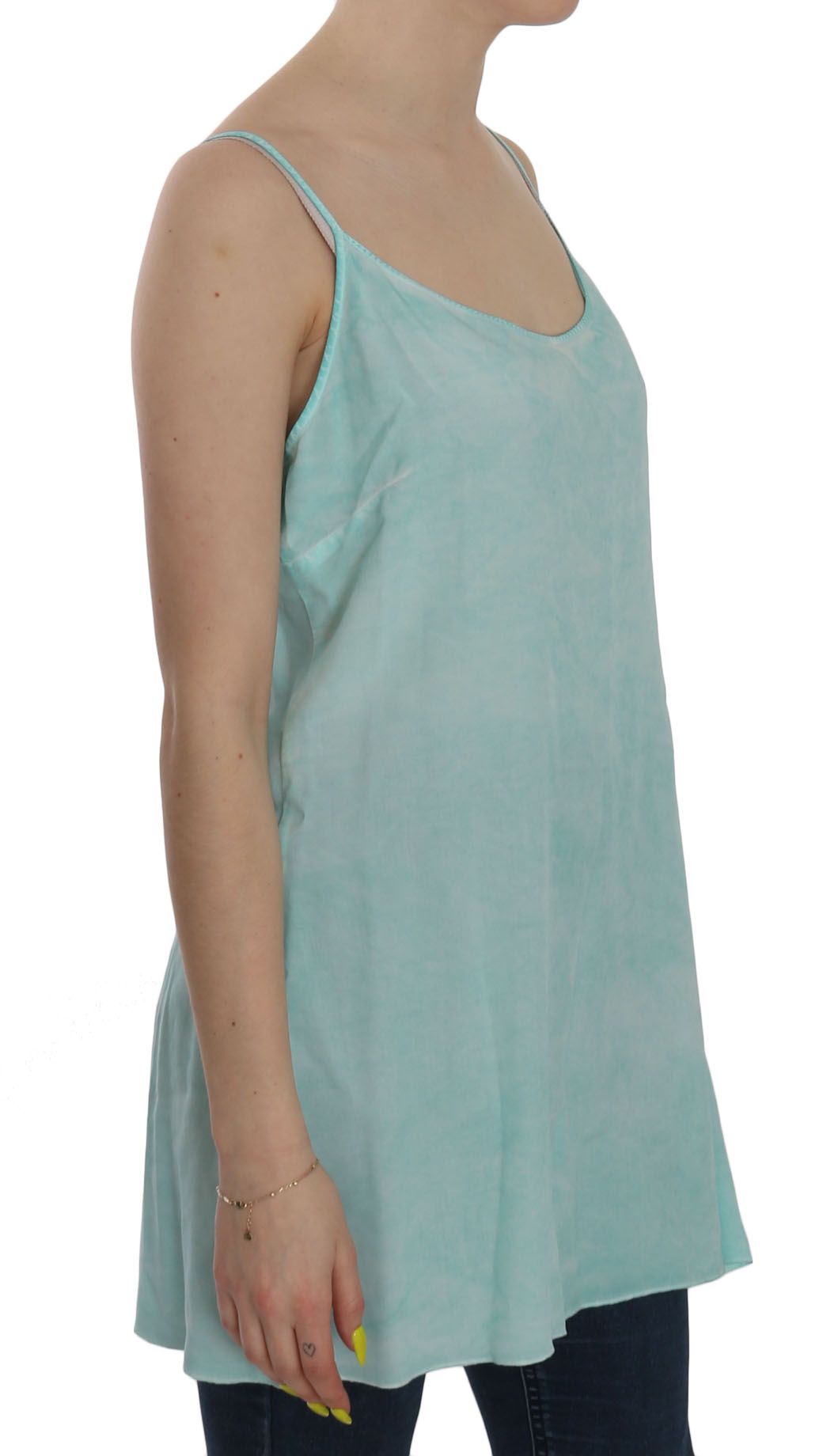 Ermanno Scervino Elegant Spaghetti Strap Sleeveless Blue Top IT46 | XL