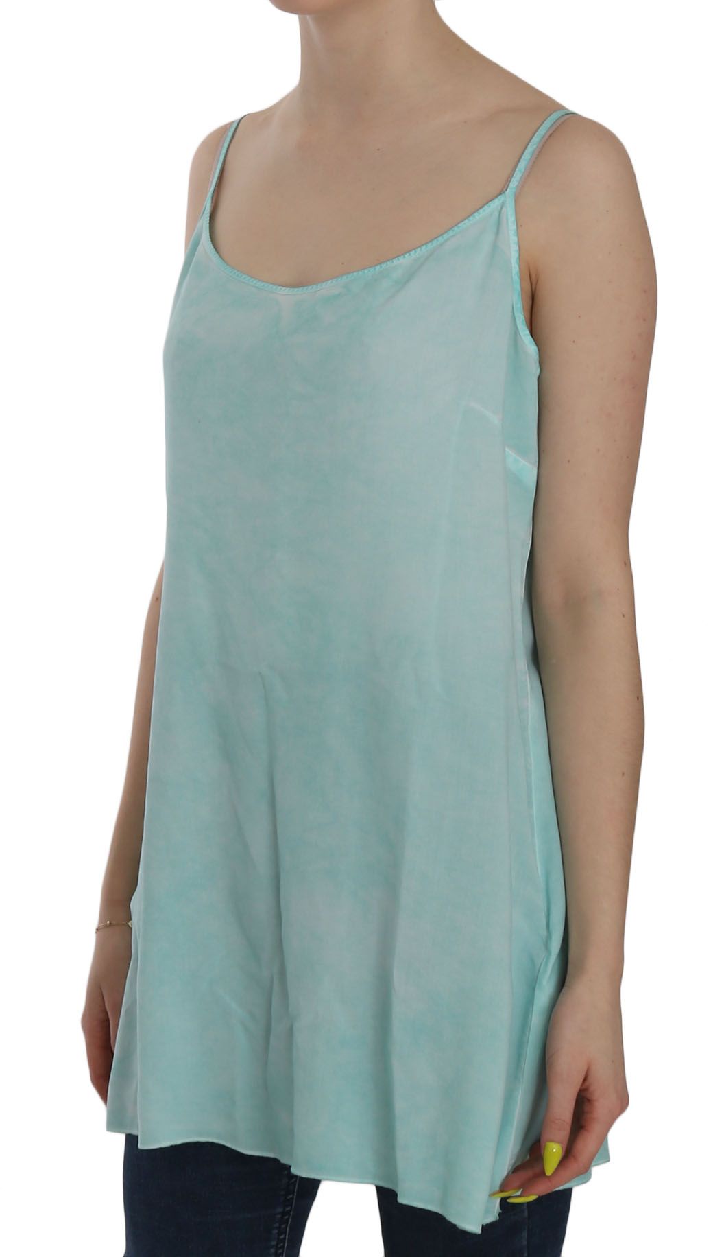 Ermanno Scervino Elegant Spaghetti Strap Sleeveless Blue Top IT46 | XL