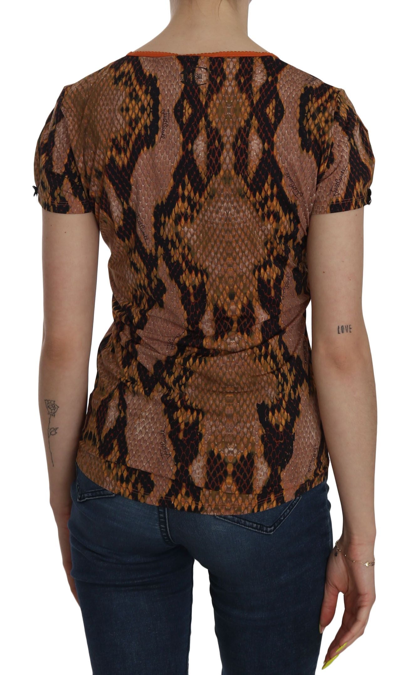 Just Cavalli Alluring Brown Snake Skin Pattern Blouse IT44 | M