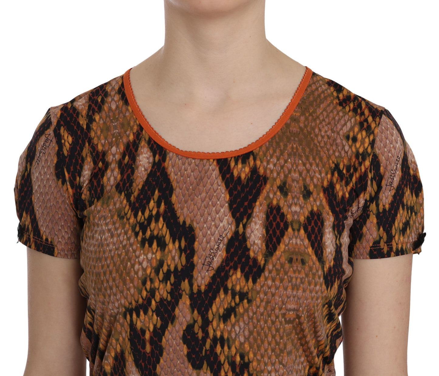 Just Cavalli Alluring Brown Snake Skin Pattern Blouse IT44 | M