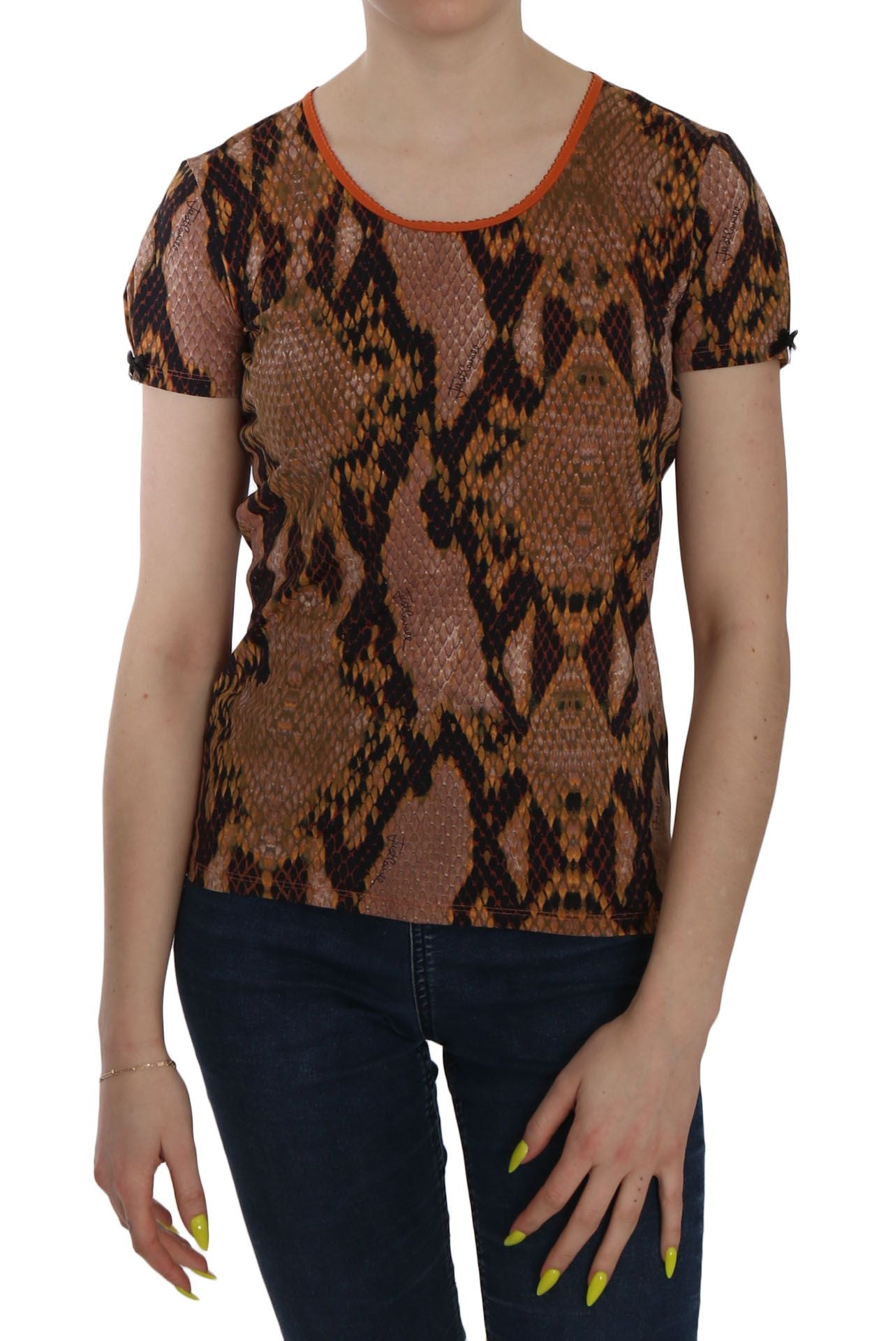 Just Cavalli Alluring Brown Snake Skin Pattern Blouse IT44 | M