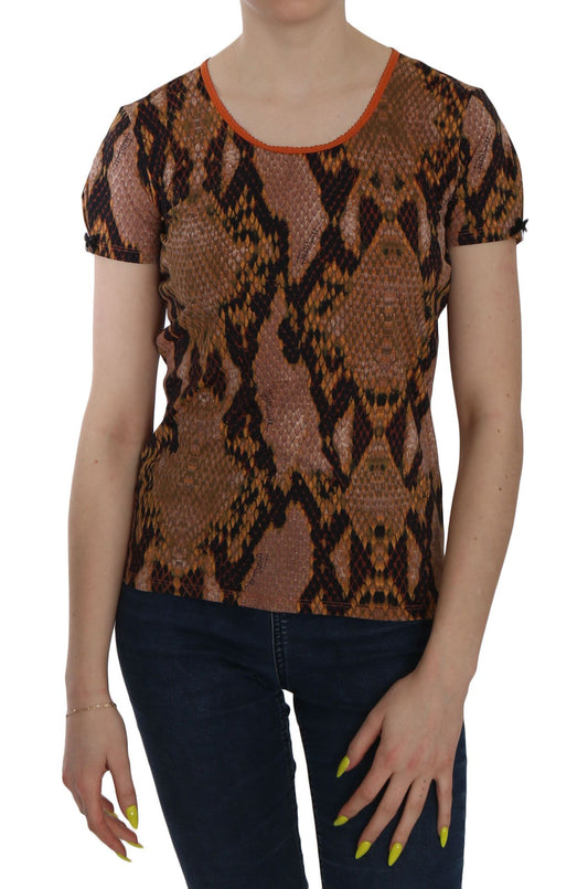 Just Cavalli Alluring Brown Snake Skin Pattern Blouse IT44 | M