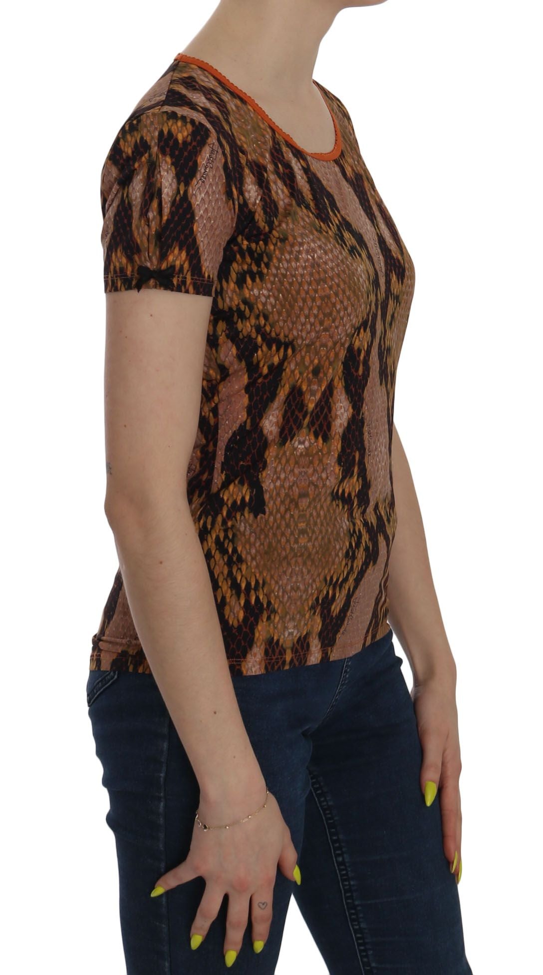 Just Cavalli Alluring Brown Snake Skin Pattern Blouse IT44 | M